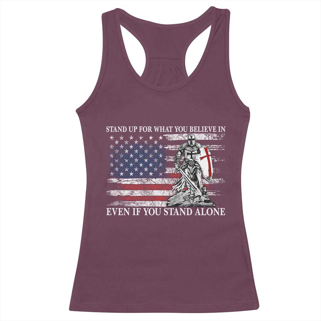 Catholic Knight Templar Racerback Tank Top American Flag Crusader Cross