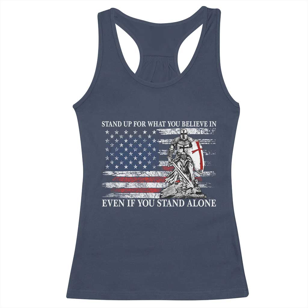Catholic Knight Templar Racerback Tank Top American Flag Crusader Cross