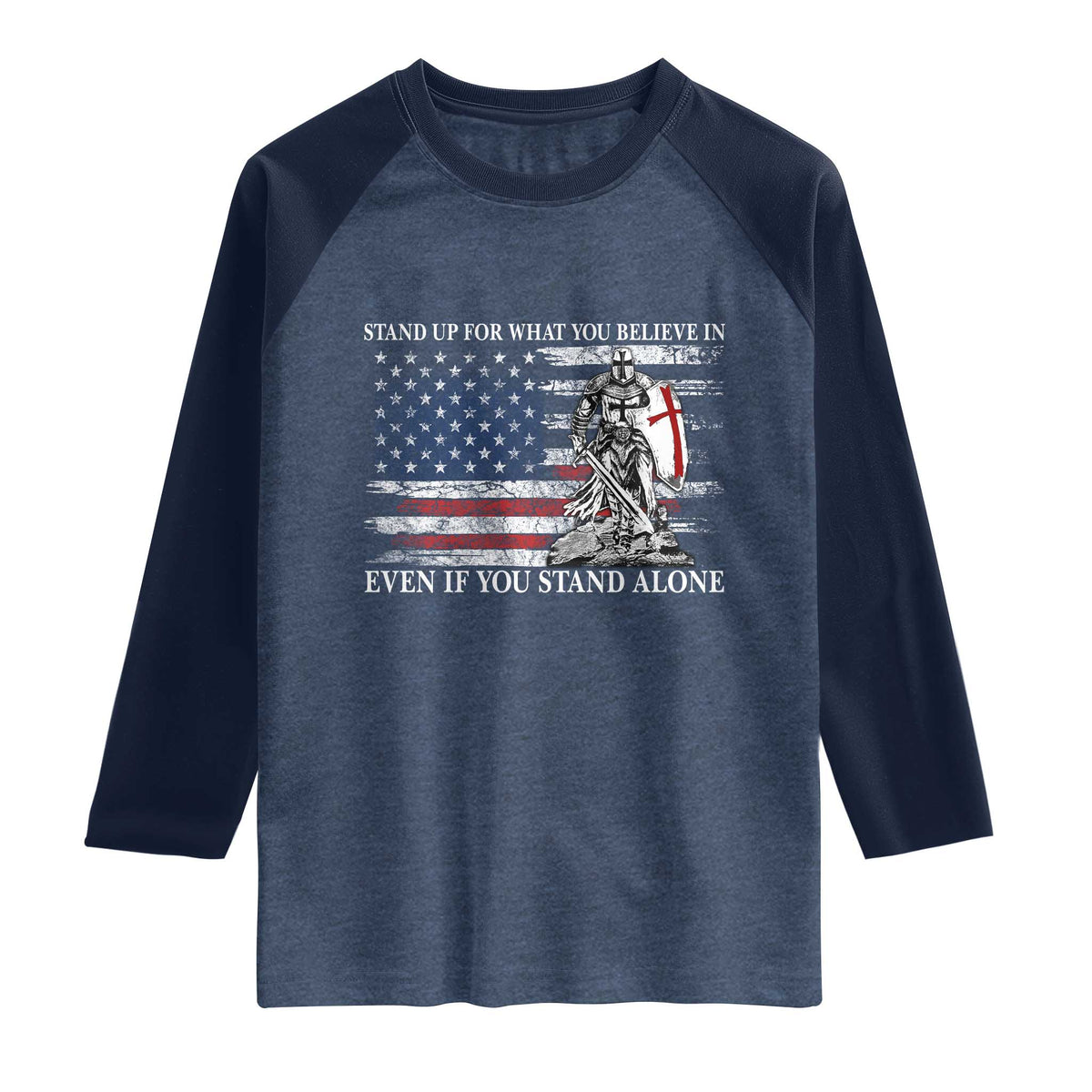 Catholic Knight Templar Raglan Shirt American Flag Crusader Cross
