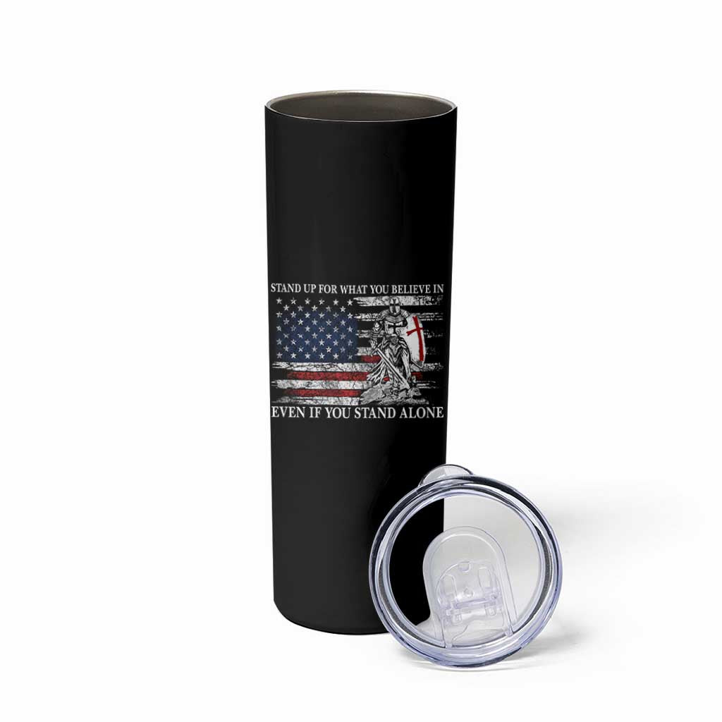 Catholic Knight Templar Skinny Tumbler American Flag Crusader Cross