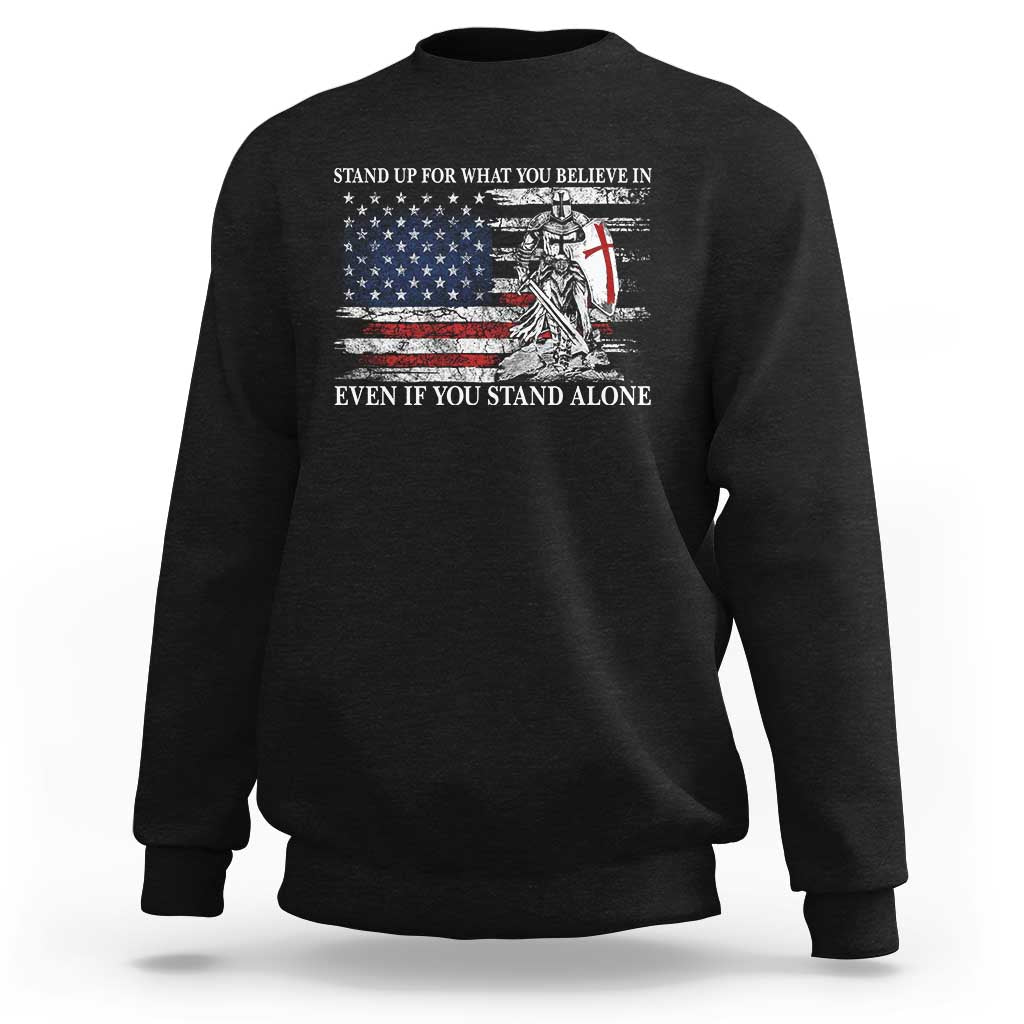 Catholic Knight Templar Sweatshirt American Flag Crusader Cross