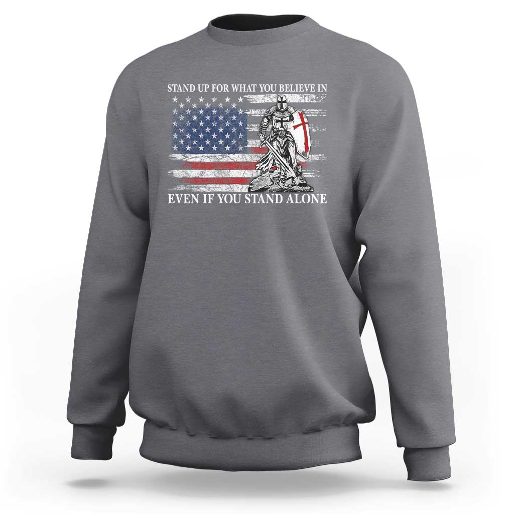 Catholic Knight Templar Sweatshirt American Flag Crusader Cross