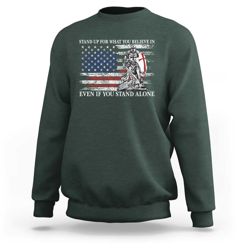 Catholic Knight Templar Sweatshirt American Flag Crusader Cross