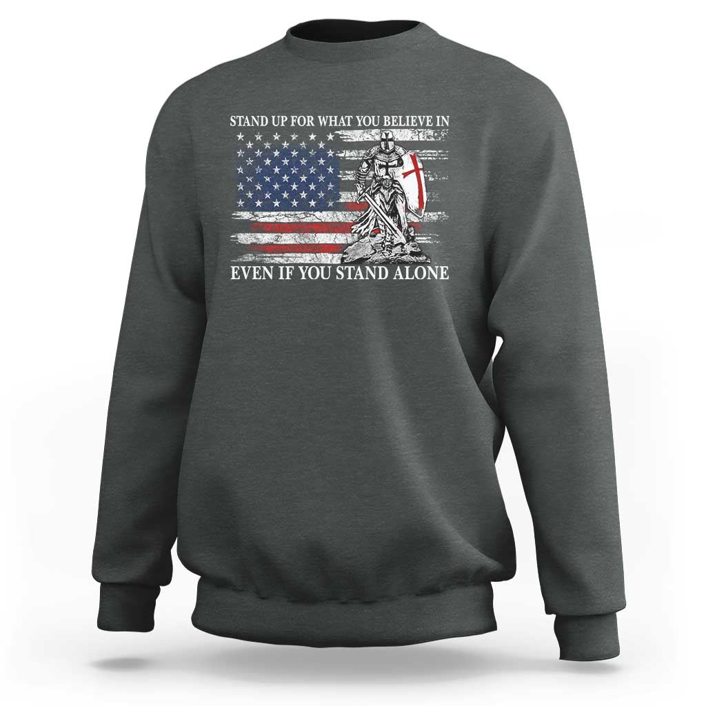 Catholic Knight Templar Sweatshirt American Flag Crusader Cross
