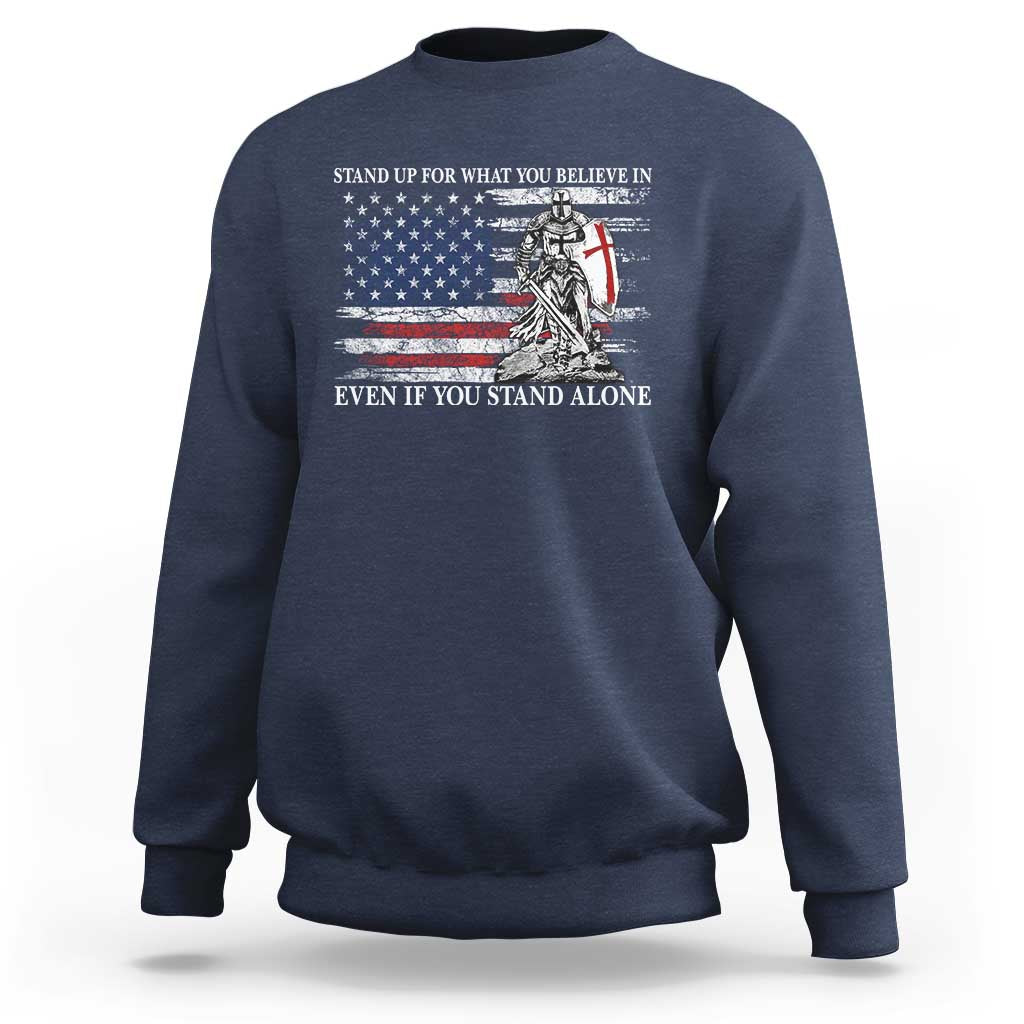 Catholic Knight Templar Sweatshirt American Flag Crusader Cross