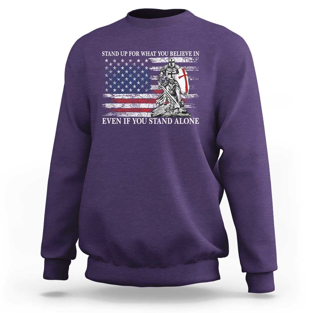Catholic Knight Templar Sweatshirt American Flag Crusader Cross