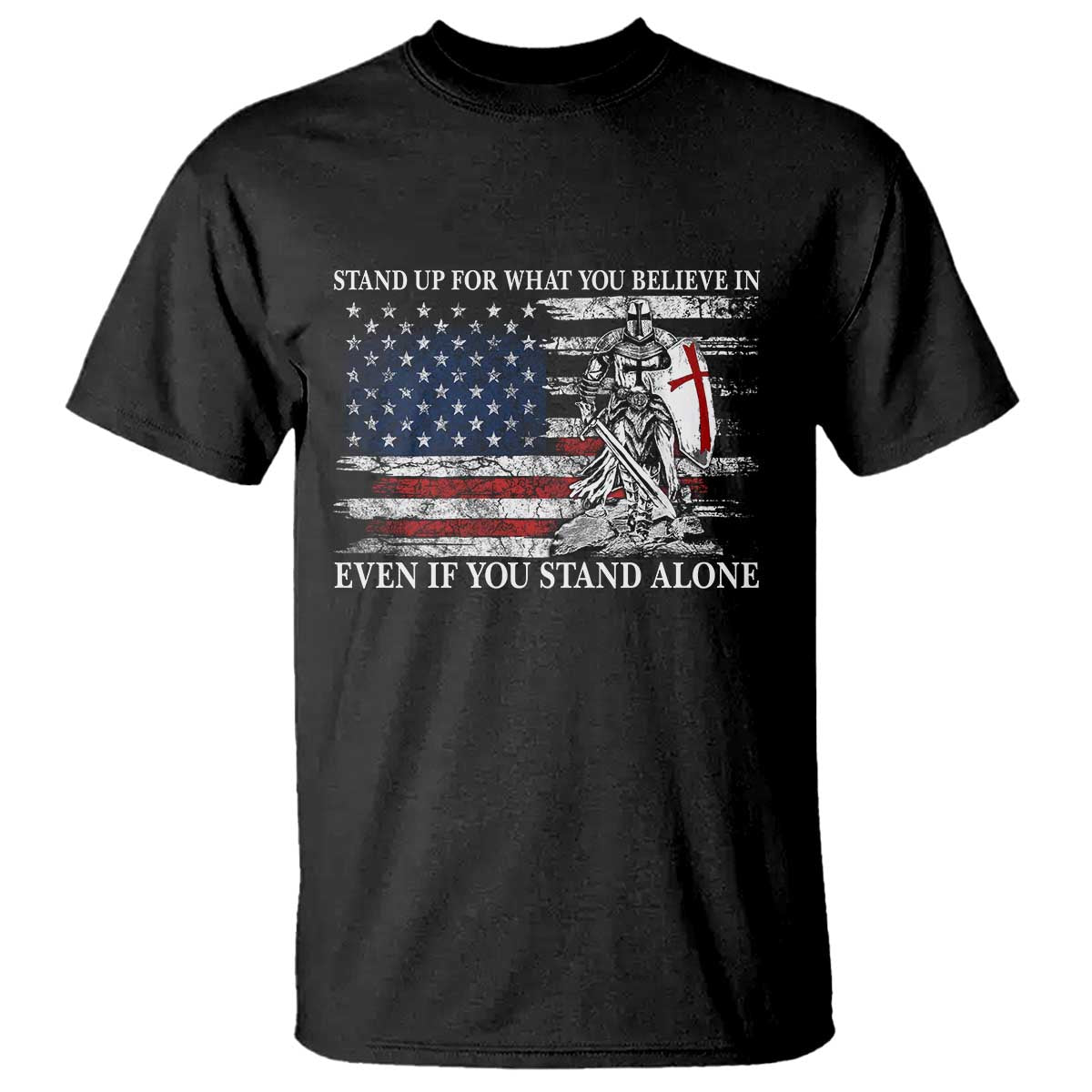 Catholic Knight Templar T Shirt American Flag Crusader Cross