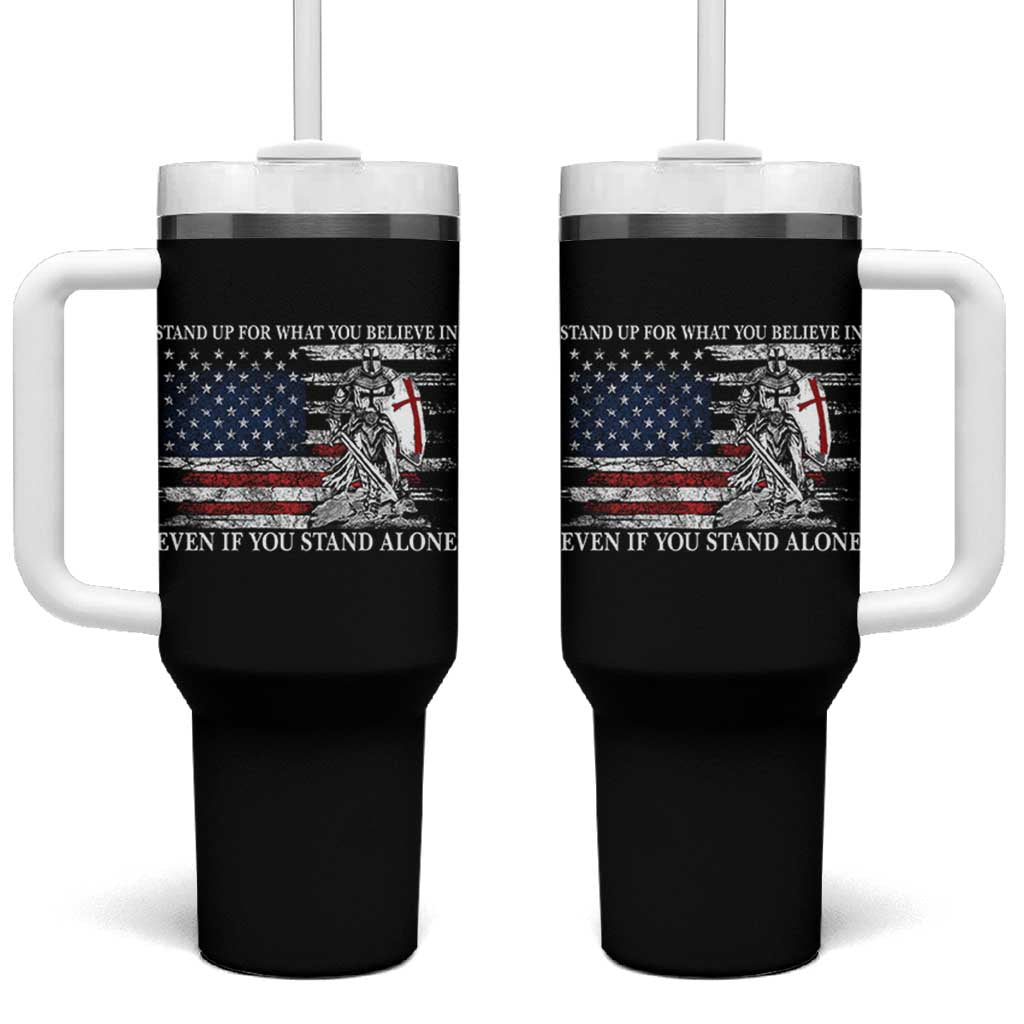 Catholic Knight Templar Tumbler With Handle American Flag Crusader Cross