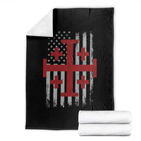 Catholic Crusader Cross Throw Blanket Knight Templar Patriotic American Flag