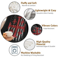 Catholic Crusader Cross Throw Blanket Knight Templar Patriotic American Flag