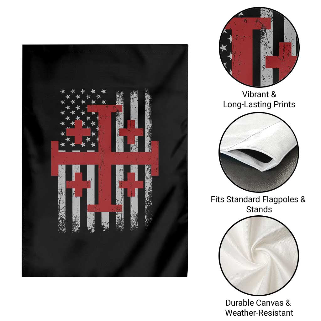 Catholic Crusader Cross Garden Flag Knight Templar Patriotic American Flag