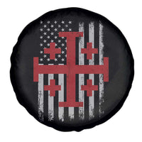 Catholic Crusader Cross Spare Tire Cover Knight Templar Patriotic American Flag