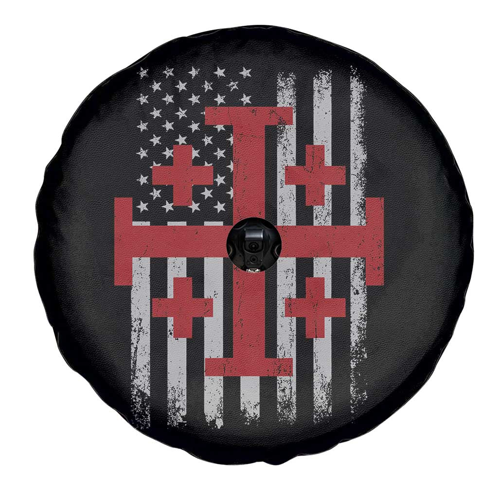 Catholic Crusader Cross Spare Tire Cover Knight Templar Patriotic American Flag