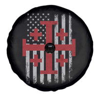 Catholic Crusader Cross Spare Tire Cover Knight Templar Patriotic American Flag