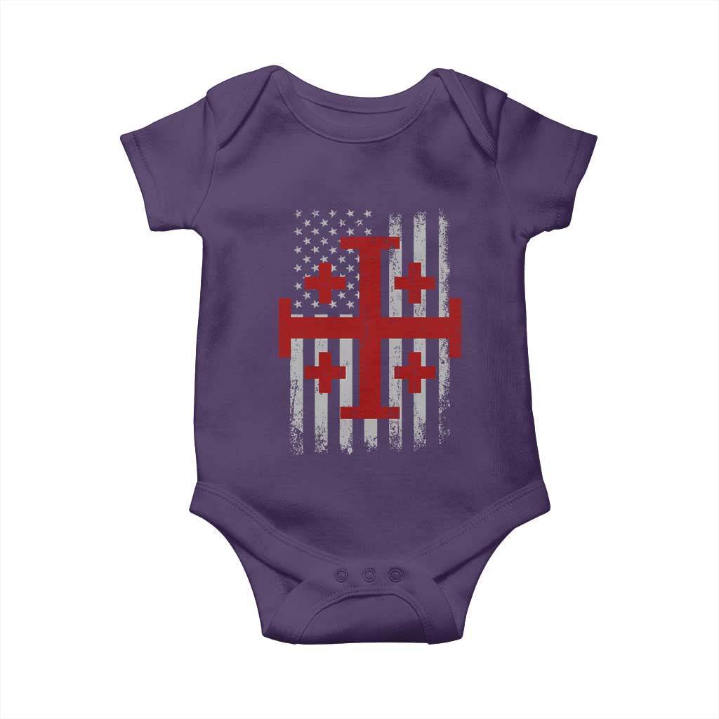 Catholic Crusader Cross Baby Onesie Knight Templar Patriotic American Flag