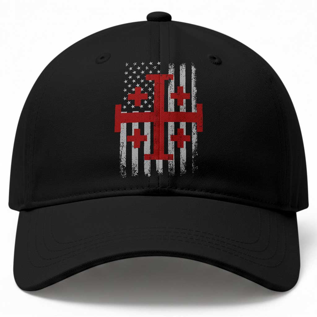 Catholic Crusader Cross Baseball Cap Knight Templar Patriotic American Flag