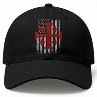 Catholic Crusader Cross Baseball Cap Knight Templar Patriotic American Flag