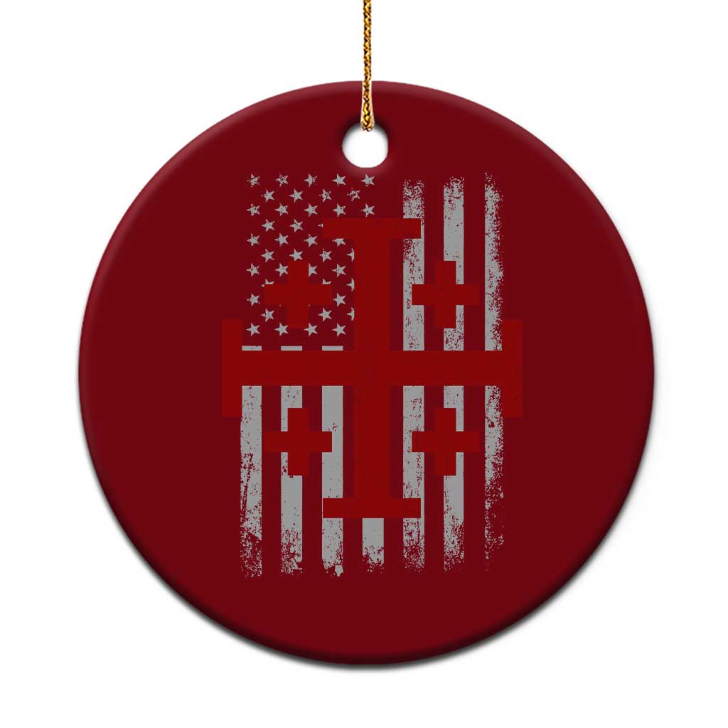 Catholic Crusader Cross Ceramic Ornament Knight Templar Patriotic American Flag