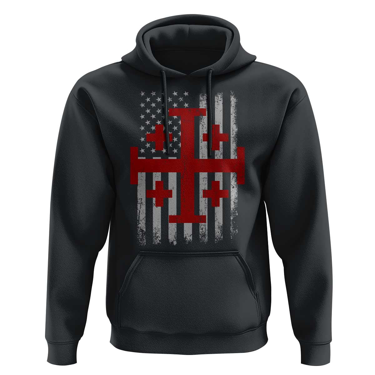 Catholic Crusader Cross Hoodie Knight Templar Patriotic American Flag