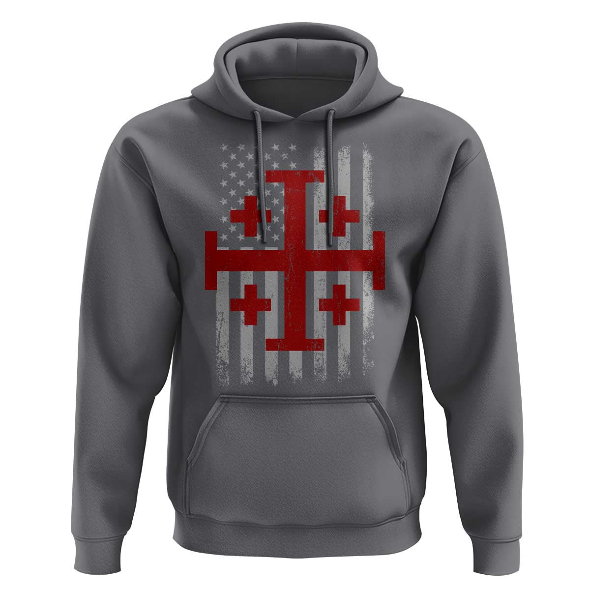 Catholic Crusader Cross Hoodie Knight Templar Patriotic American Flag