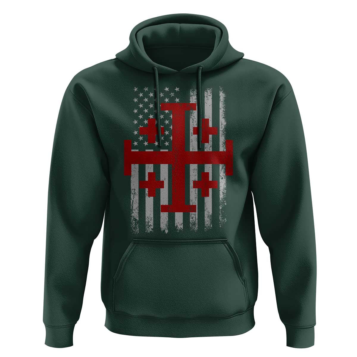 Catholic Crusader Cross Hoodie Knight Templar Patriotic American Flag