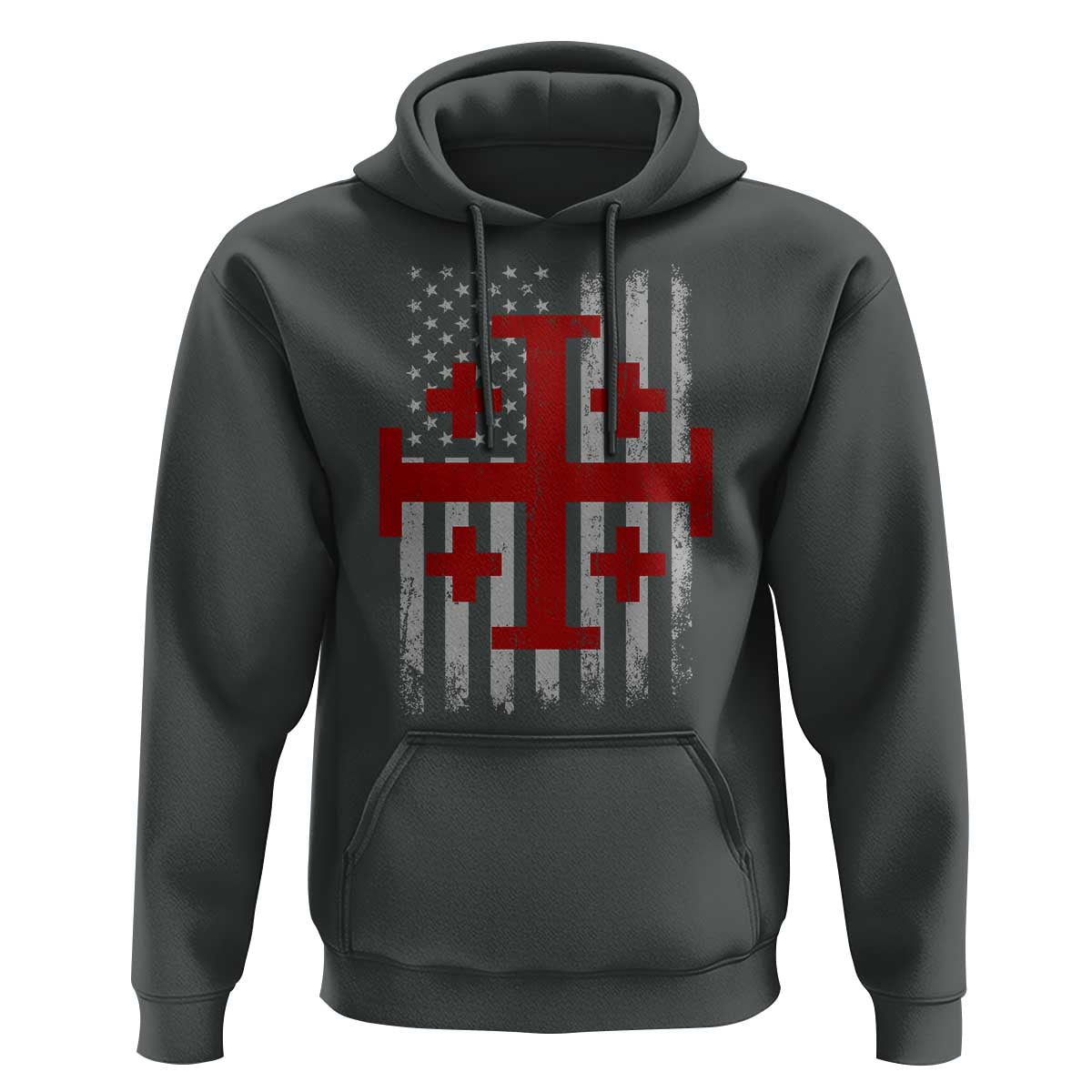 Catholic Crusader Cross Hoodie Knight Templar Patriotic American Flag