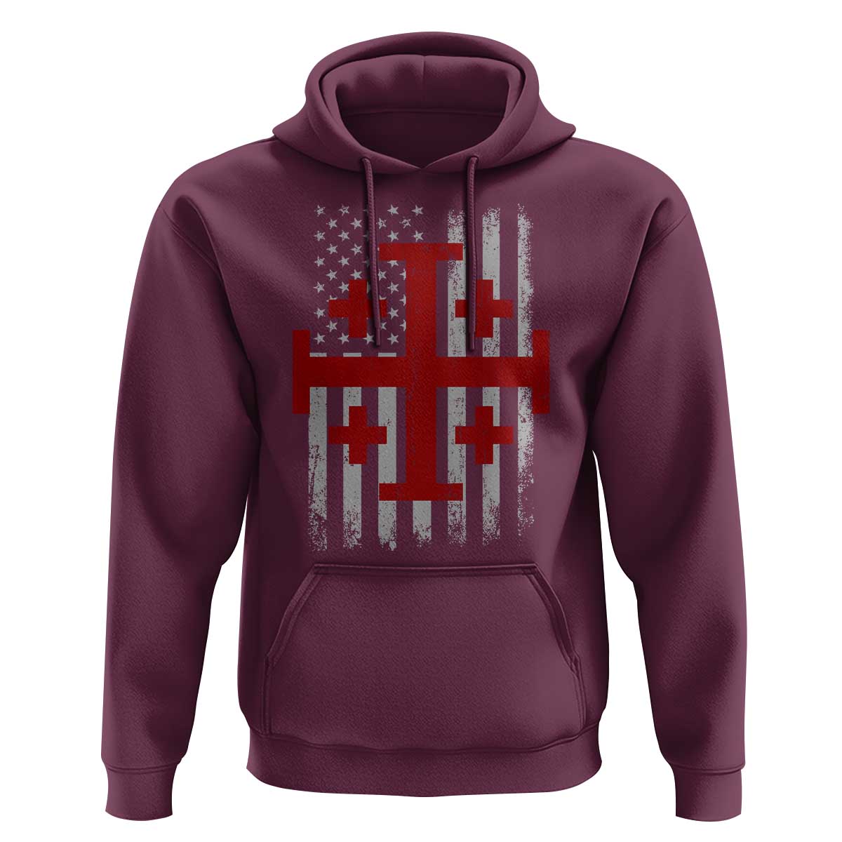 Catholic Crusader Cross Hoodie Knight Templar Patriotic American Flag
