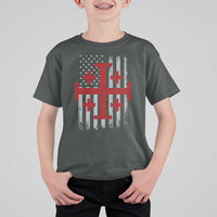 Catholic Crusader Cross T Shirt For Kid Knight Templar Patriotic American Flag