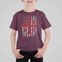 Catholic Crusader Cross T Shirt For Kid Knight Templar Patriotic American Flag