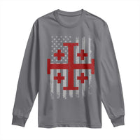 Catholic Crusader Cross Long Sleeve Shirt Knight Templar Patriotic American Flag