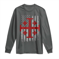Catholic Crusader Cross Long Sleeve Shirt Knight Templar Patriotic American Flag