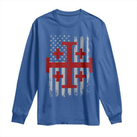 Catholic Crusader Cross Long Sleeve Shirt Knight Templar Patriotic American Flag