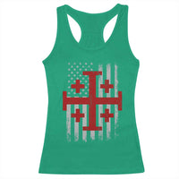 Catholic Crusader Cross Racerback Tank Top Knight Templar Patriotic American Flag