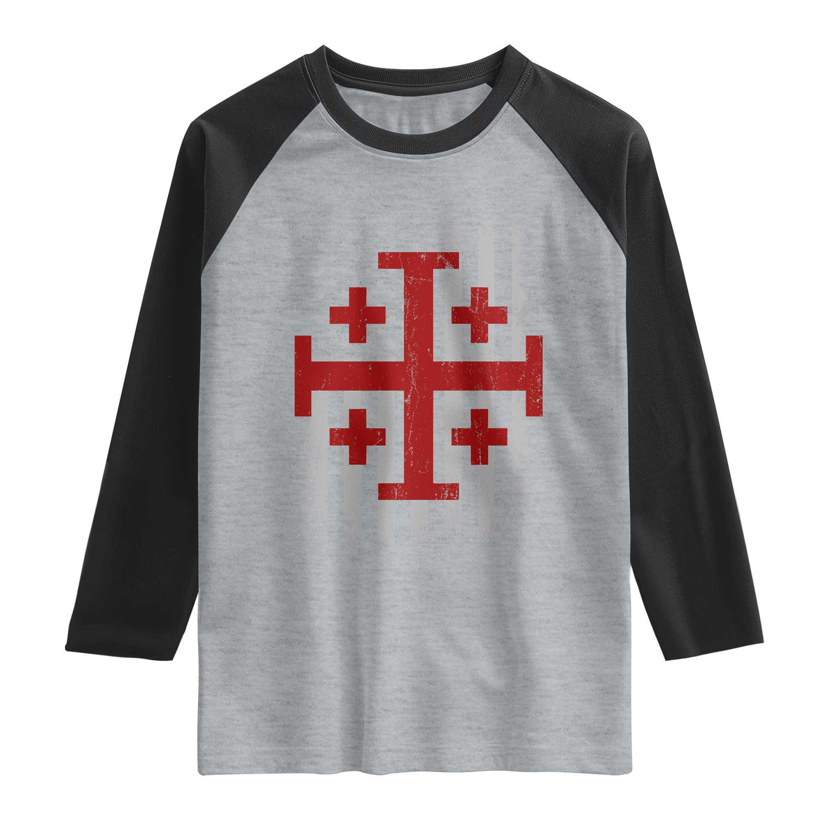 Catholic Crusader Cross Raglan Shirt Knight Templar Patriotic American Flag