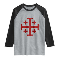 Catholic Crusader Cross Raglan Shirt Knight Templar Patriotic American Flag