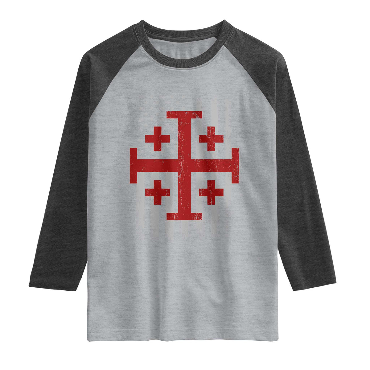 Catholic Crusader Cross Raglan Shirt Knight Templar Patriotic American Flag