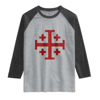 Catholic Crusader Cross Raglan Shirt Knight Templar Patriotic American Flag