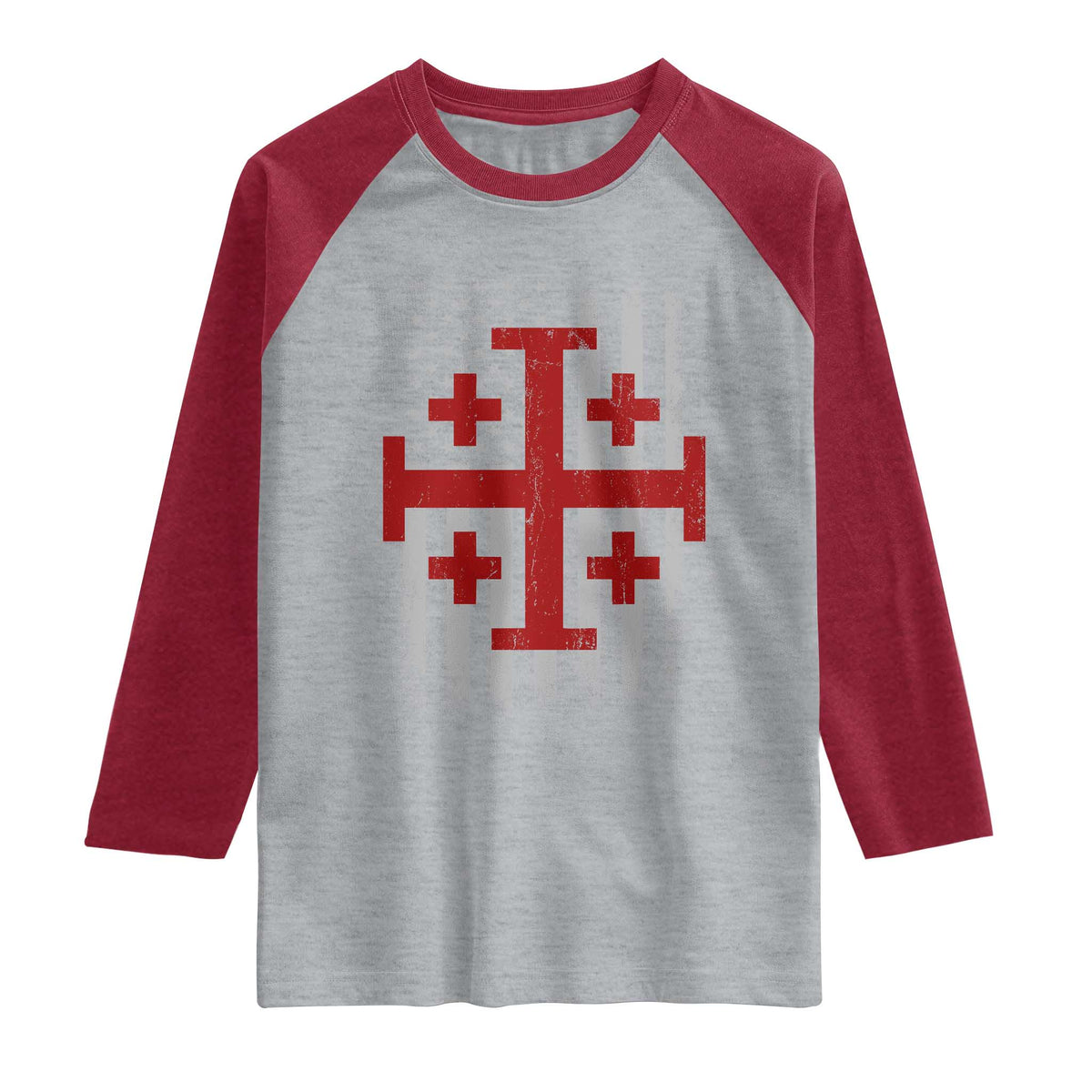 Catholic Crusader Cross Raglan Shirt Knight Templar Patriotic American Flag