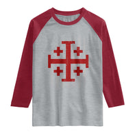 Catholic Crusader Cross Raglan Shirt Knight Templar Patriotic American Flag
