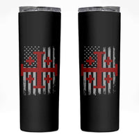 Catholic Crusader Cross Skinny Tumbler Knight Templar Patriotic American Flag