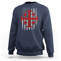 Catholic Crusader Cross Sweatshirt Knight Templar Patriotic American Flag