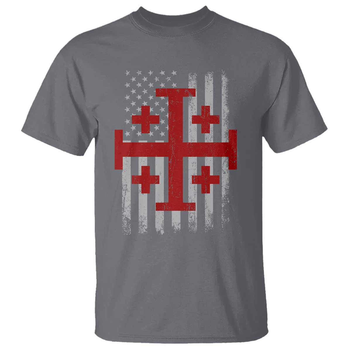 Catholic Crusader Cross T Shirt Knight Templar Patriotic American Flag