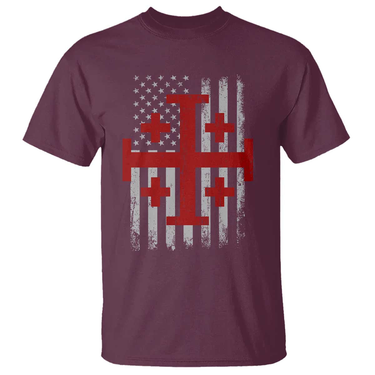 Catholic Crusader Cross T Shirt Knight Templar Patriotic American Flag