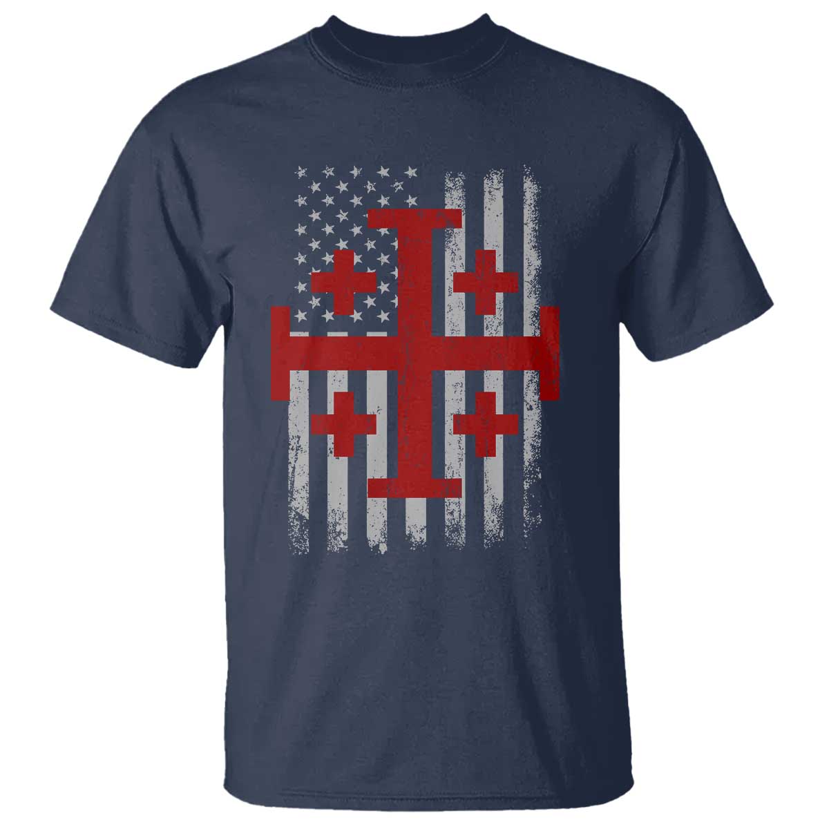 Catholic Crusader Cross T Shirt Knight Templar Patriotic American Flag