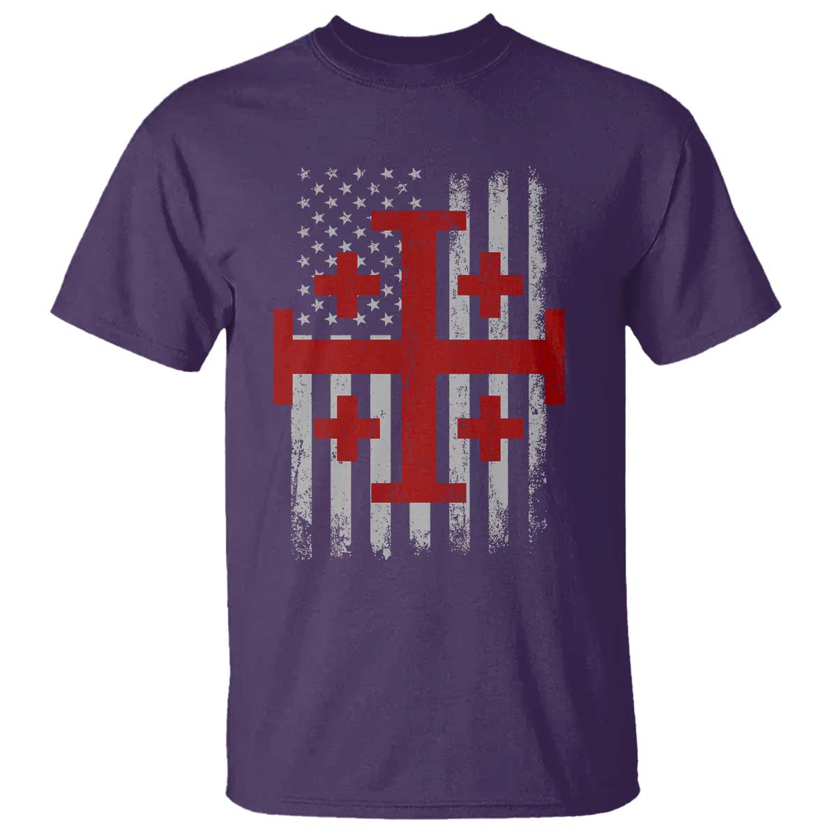 Catholic Crusader Cross T Shirt Knight Templar Patriotic American Flag