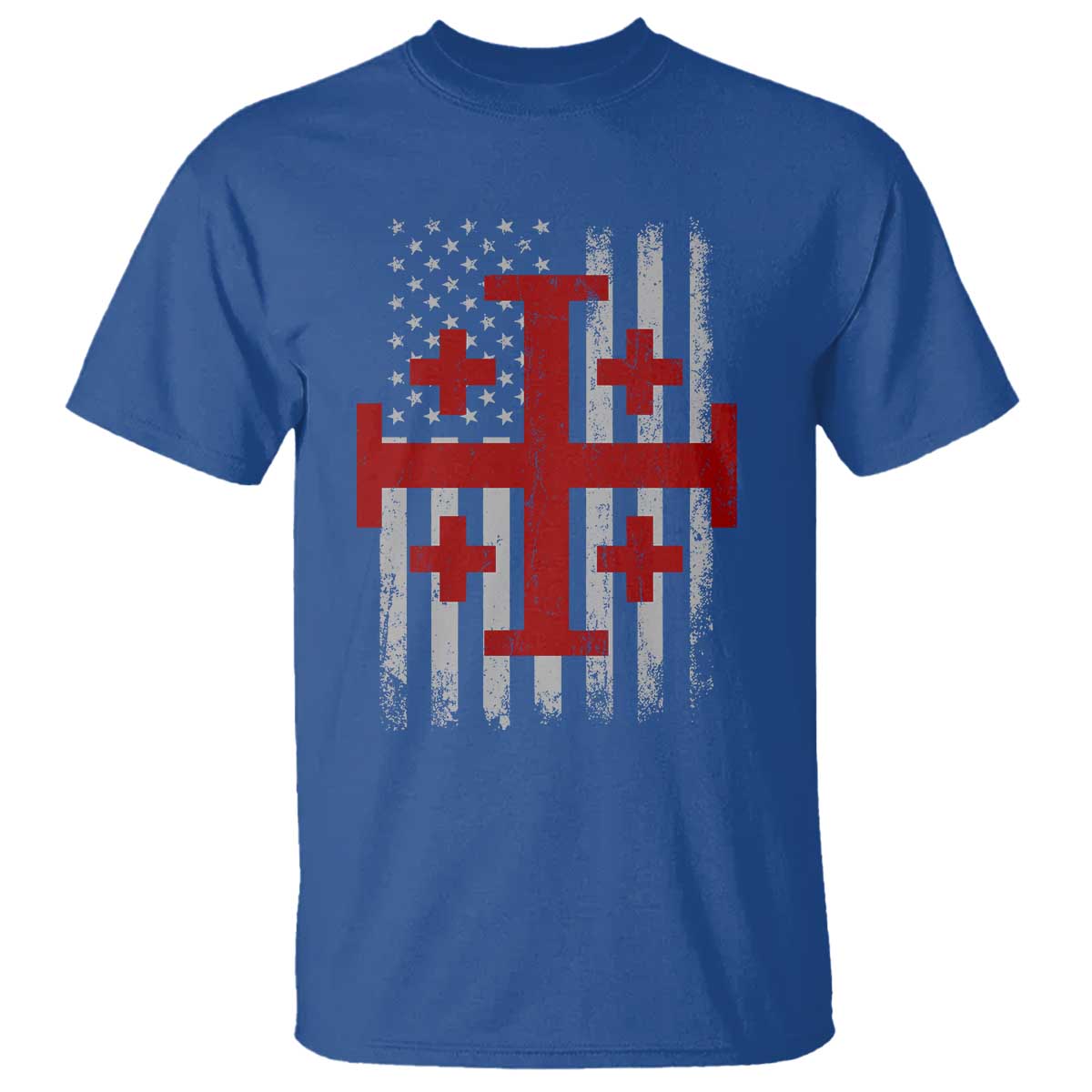 Catholic Crusader Cross T Shirt Knight Templar Patriotic American Flag