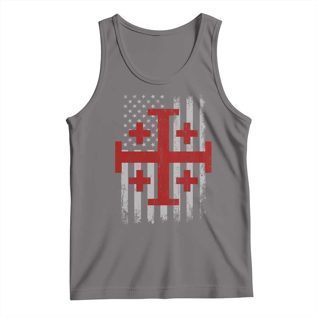 Catholic Crusader Cross Tank Top Knight Templar Patriotic American Flag