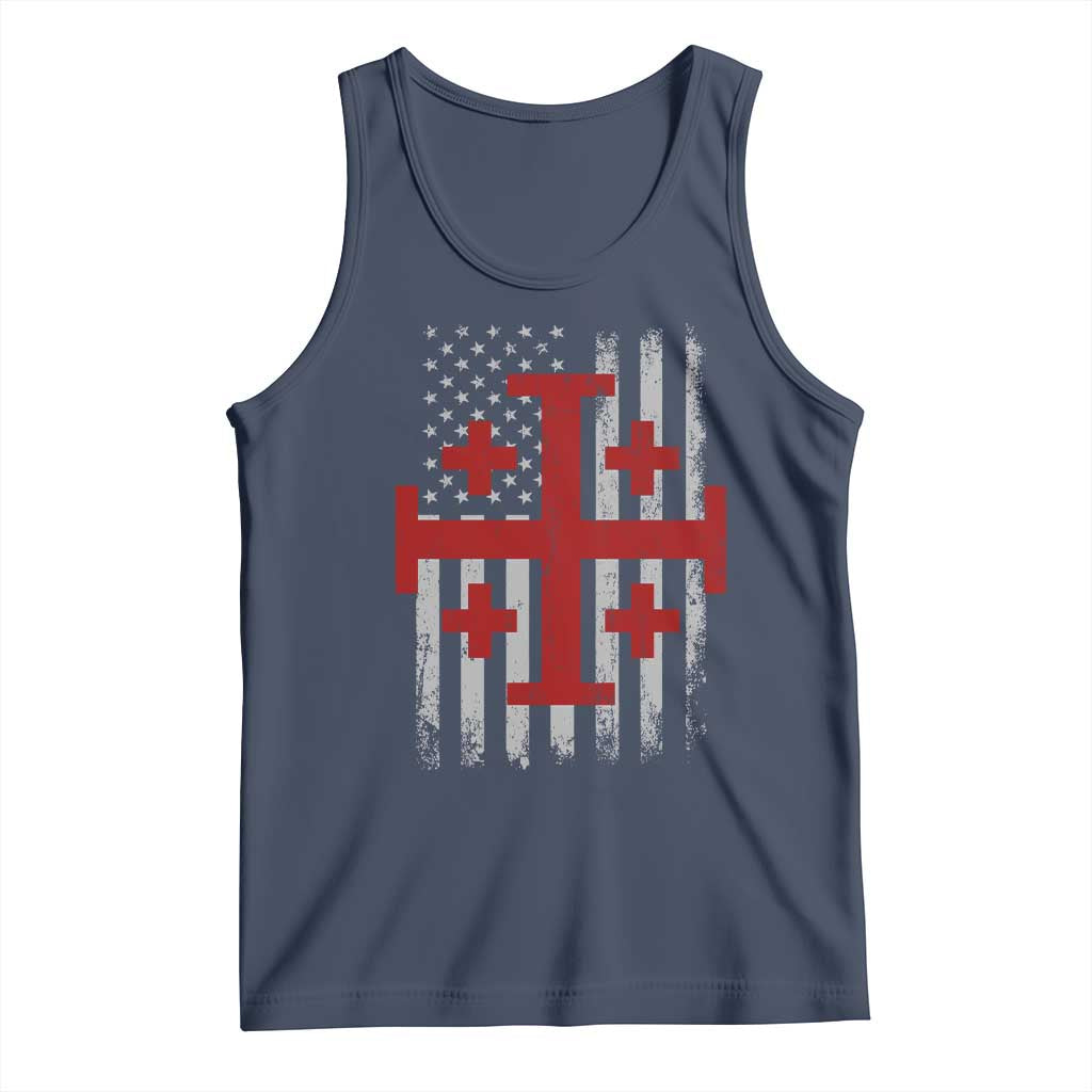 Catholic Crusader Cross Tank Top Knight Templar Patriotic American Flag