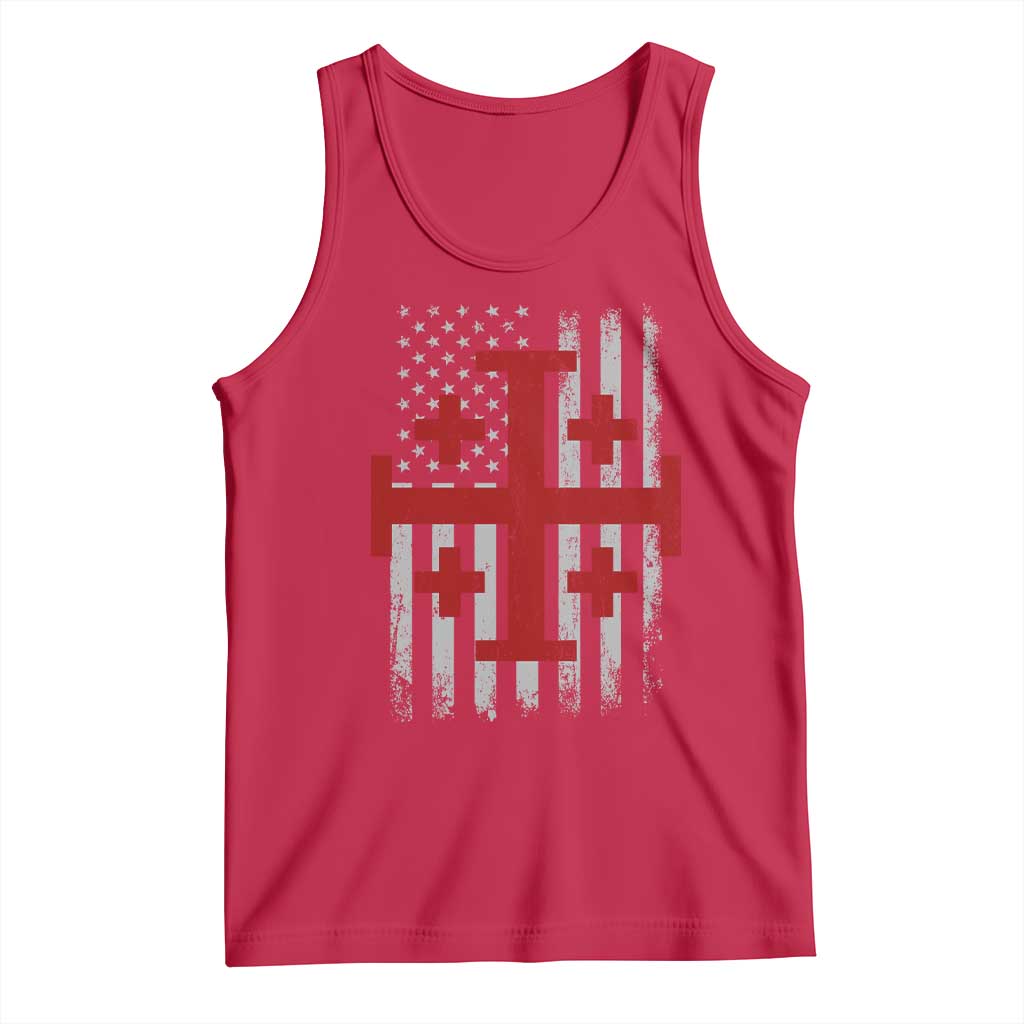 Catholic Crusader Cross Tank Top Knight Templar Patriotic American Flag