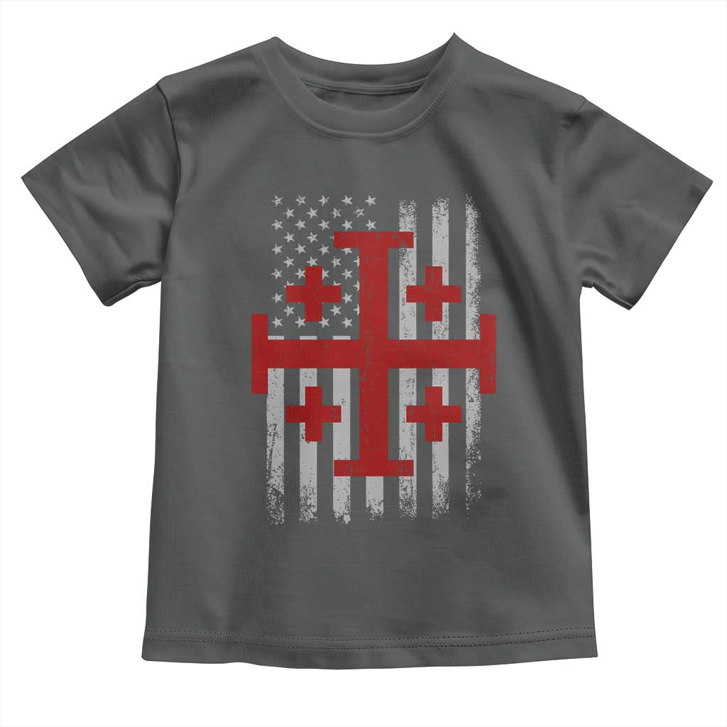 Catholic Crusader Cross Toddler T Shirt Knight Templar Patriotic American Flag
